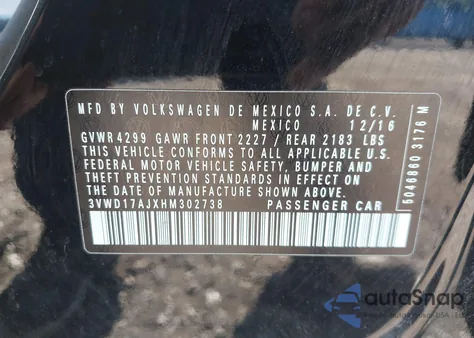 2017 Volkswagen Jetta 1.8T Sport from USA, damaged, VIN 3VWD17AJXHM302738